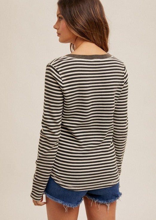 Mineral Wash Striped Henleys - 2 Colors! - The Nines