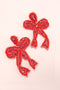 Red Seed Bead Bow Earrings