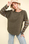 Olive Striped Sleeve Top - FINAL SALE