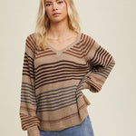 New Adventure Striped Vneck Sweaters - 2 Colors! - The Nines