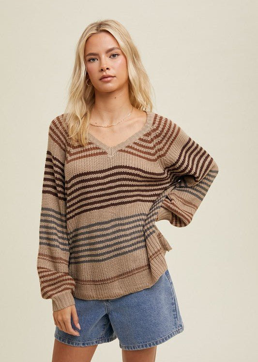New Adventure Striped Vneck Sweaters - 2 Colors! - The Nines