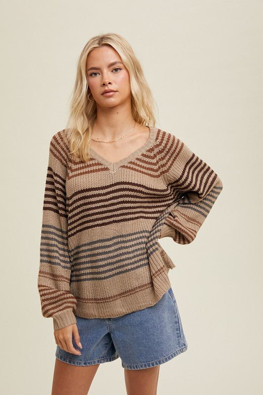 New Adventure Striped Vneck Sweaters - 2 Colors! - The Nines