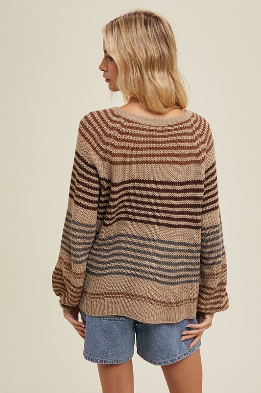New Adventure Striped Vneck Sweaters - 2 Colors! - The Nines