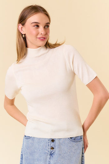 Mock Neck Half Sleeve Top - 3 colors!