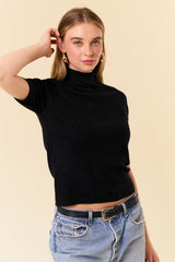 Mock Neck Half Sleeve Top - 3 colors!