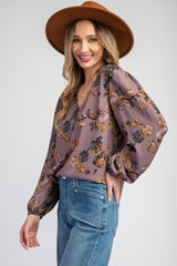 That Friday Feeling Dusty Plum Floral Top