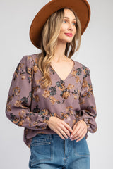 That Friday Feeling Dusty Plum Floral Top