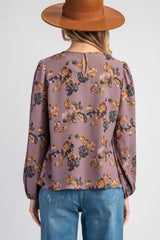 That Friday Feeling Dusty Plum Floral Top