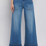 Vervet High Rise Double Cuffed Wide Leg Jeans - The Nines