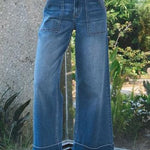 Vervet High Rise Double Cuffed Wide Leg Jeans - The Nines