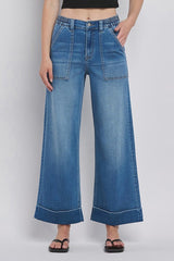 Vervet High Rise Double Cuffed Baggy Wide Leg Jeans