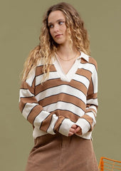 Caitlin Collared Striped Pullovers - 2 Colors! - FINAL SALE