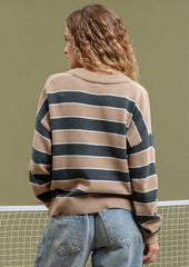 Caitlin Collared Striped Pullovers - 2 Colors! - FINAL SALE