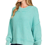 Oversized Washed Mint Sweater - The Nines