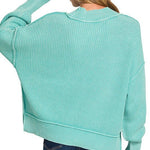 Oversized Washed Mint Sweater - The Nines