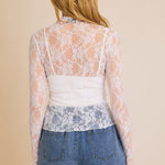 White Floral Mesh Top - The Nines