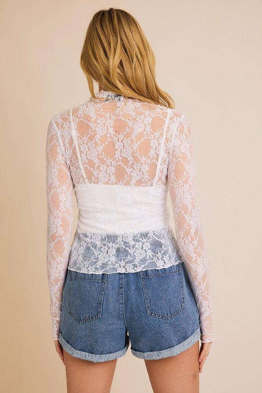 White Floral Mesh Top - The Nines
