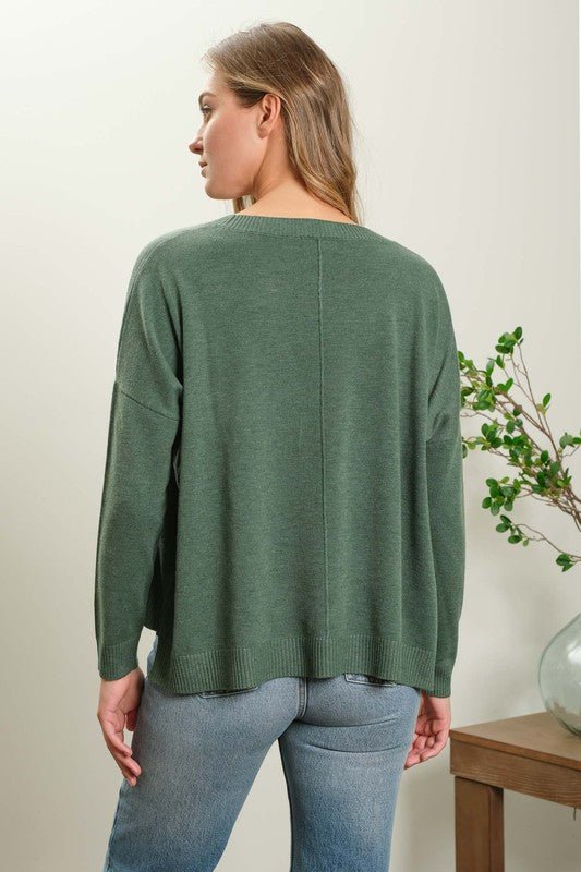 Green Basic Lightweight Sweater - The Nines