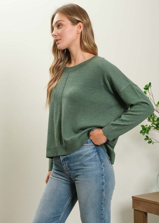 Green Basic Lightweight Sweater - The Nines