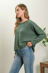 Green Basic Lightweight Sweater
