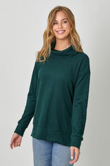 Hunter Green Soft Turtleneck Side Zip Top