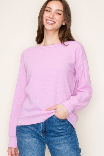 Pink Textured Basic Layering Top