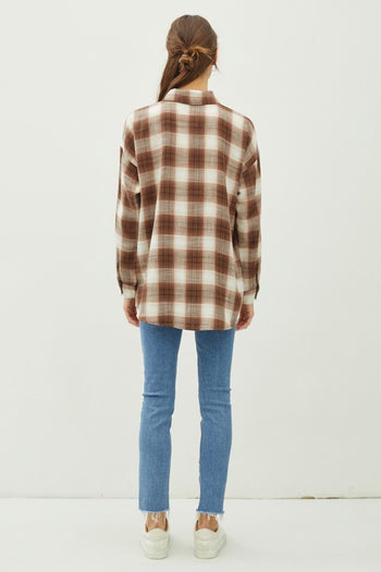 Brown Plaid Button Down - FINAL SALE