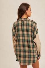 Pine & Taupe Plaid Shacket - FINAL SALE