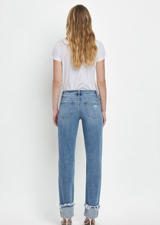 Vervet Evermore Mid Rise Cuffed Straight Jean - The Nines