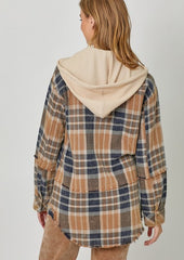 Washed Camel Detachable Hood Shacket - FINAL SALE