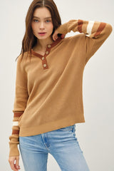 Another Sunrise Striped Sleeve Waffle Tops - 3 Colors!