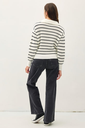 Ivory Striped Zip Up