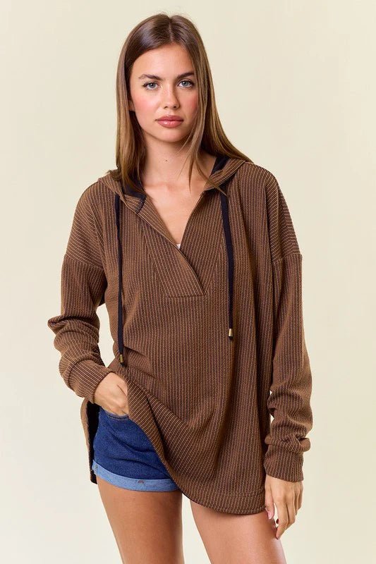 Finding Joy In The Ordinary Textured Striped Hoodie - 2 colors! - The Nines