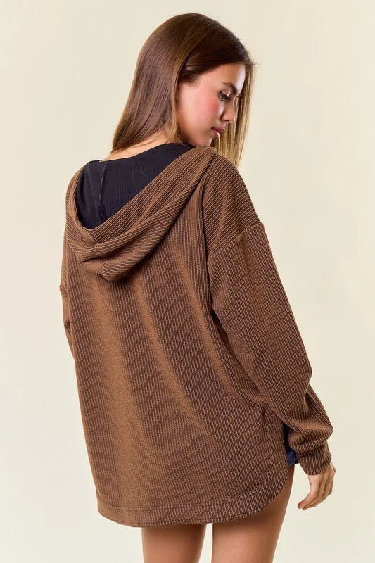 Finding Joy In The Ordinary Textured Striped Hoodie - 2 colors! - The Nines