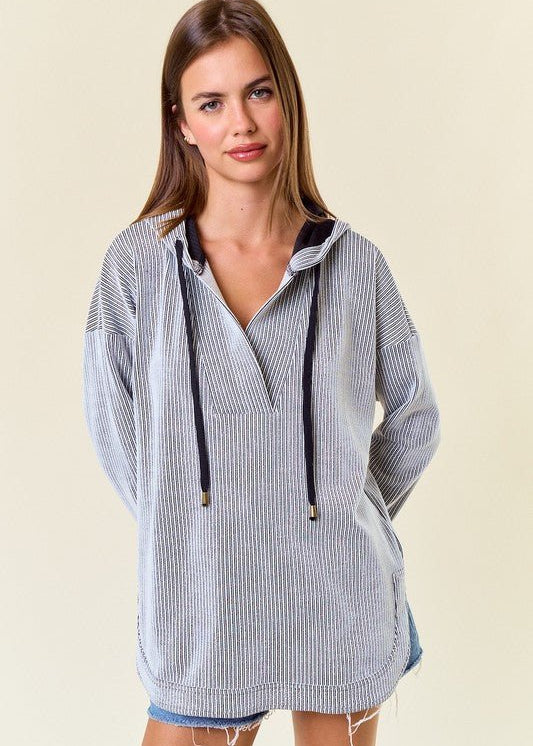 Finding Joy In The Ordinary Textured Striped Hoodie - 2 colors! - The Nines