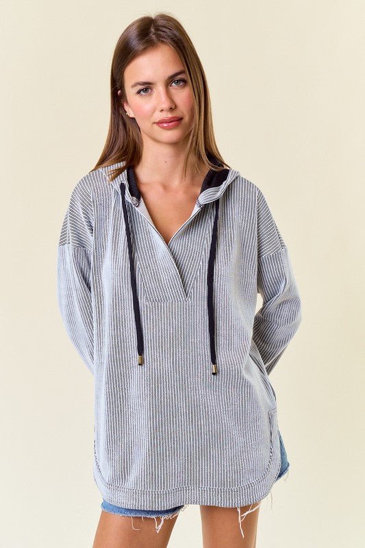 Finding Joy In The Ordinary Textured Striped Hoodie - 2 colors! - The Nines