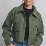 Cropped Fleece Shacket - The Nines