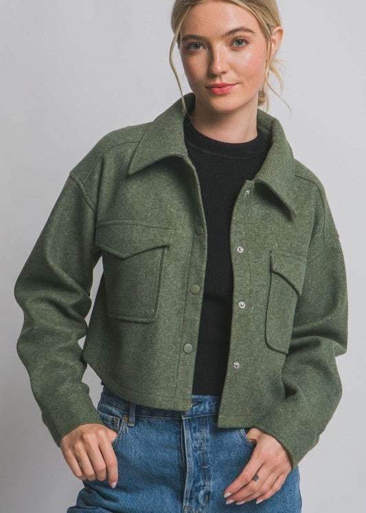 Cropped Fleece Shacket - The Nines
