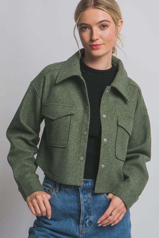 Cropped Fleece Shacket - The Nines