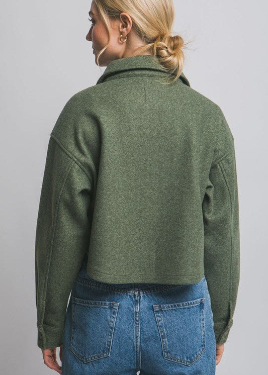 Cropped Fleece Shacket - The Nines