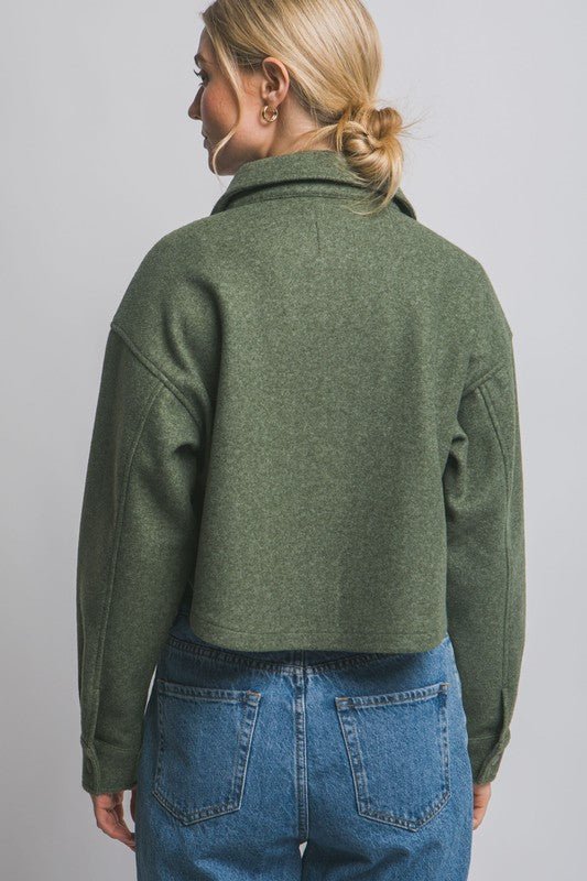 Cropped Fleece Shacket - The Nines