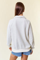 Light Gray Talia Two Tone Collared Sweatshirt