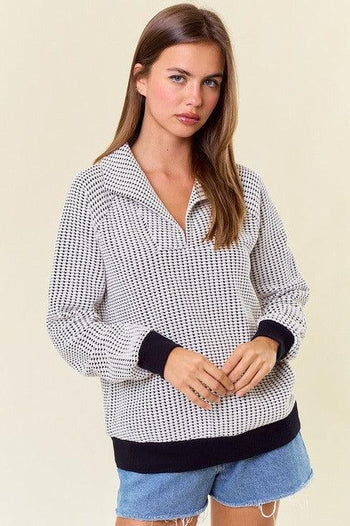 Talia Two Tone Collared Sweatshirt - 2 Colors!