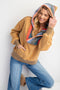 Vintage Wash Camel Colorful Sweater Hoodie