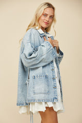 Side Tie Oversized Denim Jacket