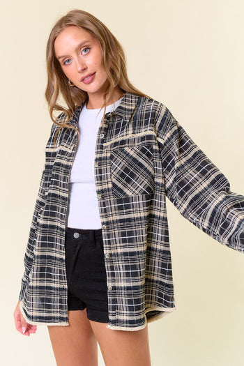 Plaid Flannel Fringe Detail Shacket - 2 Colors! - FINAL SALE