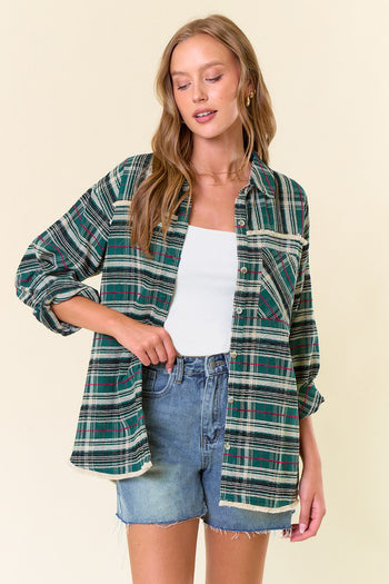 Plaid Flannel Fringe Detail Shacket - 2 Colors! - FINAL SALE