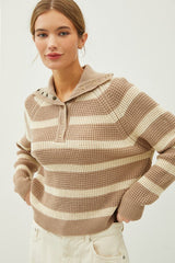 Chunky Striped Collared Pullovers - 2 Colors!