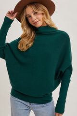 Hunter Green Slouch Ribbed Dolman Pullover