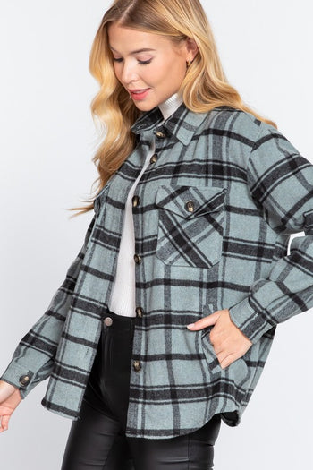 Mint & Black Carefree Plaid Shacket